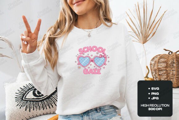 Adorable School Gaze Cute Heart Glasses Graphic