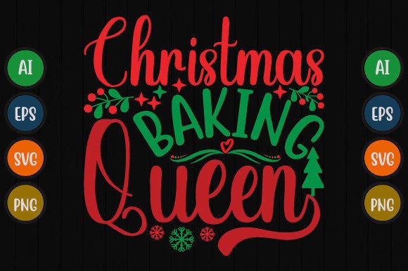 Christmas Baking Queen T-Shirt Graphic: Design Assets & Applications