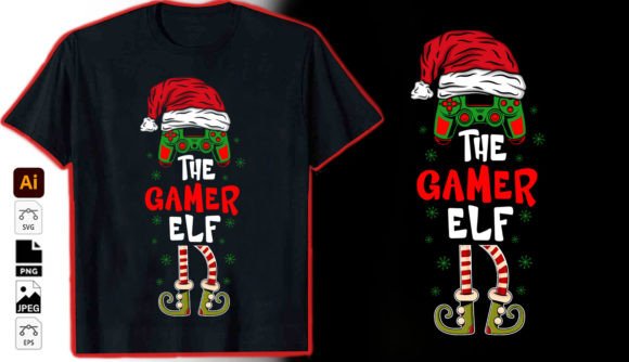 Level Up Your Holiday Merch: The Gamer ELF Graphic Vector Tshirt